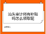 汕头审计师有补贴吗怎么领取呢