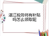 湛江税务师有补贴吗怎么领取呢