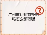 广州审计师有补贴吗怎么领取呢