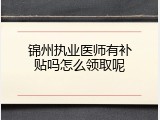 锦州执业医师有补贴吗怎么领取呢