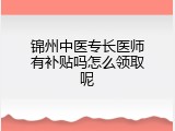 锦州中医专长医师有补贴吗怎么领取呢
