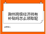 滁州高级经济师有补贴吗怎么领取呢