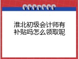 淮北初级会计师有补贴吗怎么领取呢