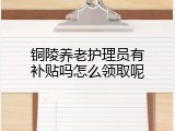 铜陵养老护理员有补贴吗怎么领取呢