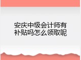 安庆中级会计师有补贴吗怎么领取呢