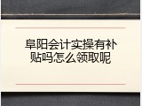 阜阳会计实操有补贴吗怎么领取呢