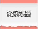 安庆初级会计师有补贴吗怎么领取呢