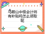 马鞍山中级会计师有补贴吗怎么领取呢