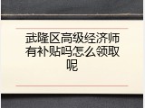 武隆区高级经济师有补贴吗怎么领取呢