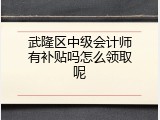 武隆区中级会计师有补贴吗怎么领取呢