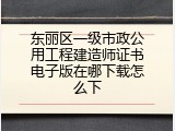 东丽区一级市政公用工程建造师证书电子版在哪下载怎么下
