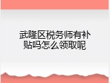 武隆区税务师有补贴吗怎么领取呢