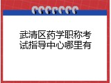 武清区药学职称考试指导中心哪里有
