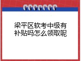 梁平区软考中级有补贴吗怎么领取呢
