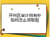 开州区审计师有补贴吗怎么领取呢