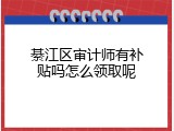 綦江区审计师有补贴吗怎么领取呢
