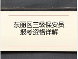 东丽区三级保安员报考资格详解