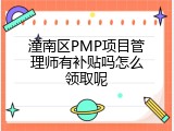 潼南区PMP项目管理师有补贴吗怎么领取呢