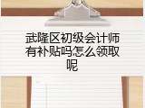 武隆区初级会计师有补贴吗怎么领取呢