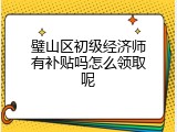 璧山区初级经济师有补贴吗怎么领取呢