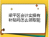 梁平区会计实操有补贴吗怎么领取呢