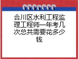 合川区水利工程监理工程师一年考几次总共需要花多少钱