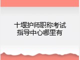 十堰护师职称考试指导中心哪里有