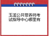 玉溪公共营养师考试指导中心哪里有