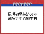 昆明初级经济师考试指导中心哪里有