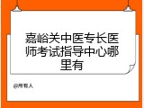 嘉峪关中医专长医师考试指导中心哪里有