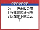 文山一级市政公用工程建造师证书电子版在哪下载怎么下