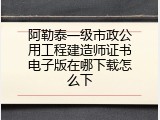 阿勒泰一级市政公用工程建造师证书电子版在哪下载怎么下