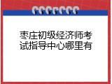 枣庄初级经济师考试指导中心哪里有