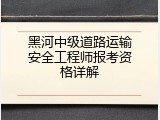 黑河中级道路运输安全工程师报考资格详解