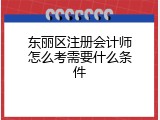 东丽区注册会计师怎么考需要什么条件