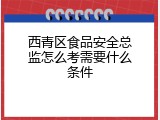 西青区食品安全总监怎么考需要什么条件