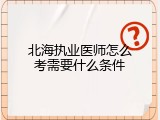 北海执业医师怎么考需要什么条件