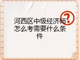 河西区中级经济师怎么考需要什么条件