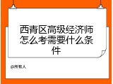 西青区高级经济师怎么考需要什么条件