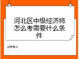 河北区中级经济师怎么考需要什么条件