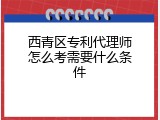 西青区专利代理师怎么考需要什么条件