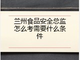兰州食品安全总监怎么考需要什么条件