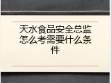 天水食品安全总监怎么考需要什么条件