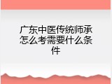 广东中医传统师承怎么考需要什么条件