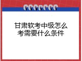 甘肃软考中级怎么考需要什么条件