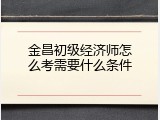 金昌初级经济师怎么考需要什么条件