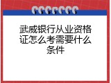 武威银行从业资格证怎么考需要什么条件