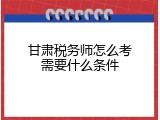 甘肃税务师怎么考需要什么条件