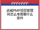 武威PMP项目管理师怎么考需要什么条件