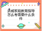 武威家庭教育指导怎么考需要什么条件